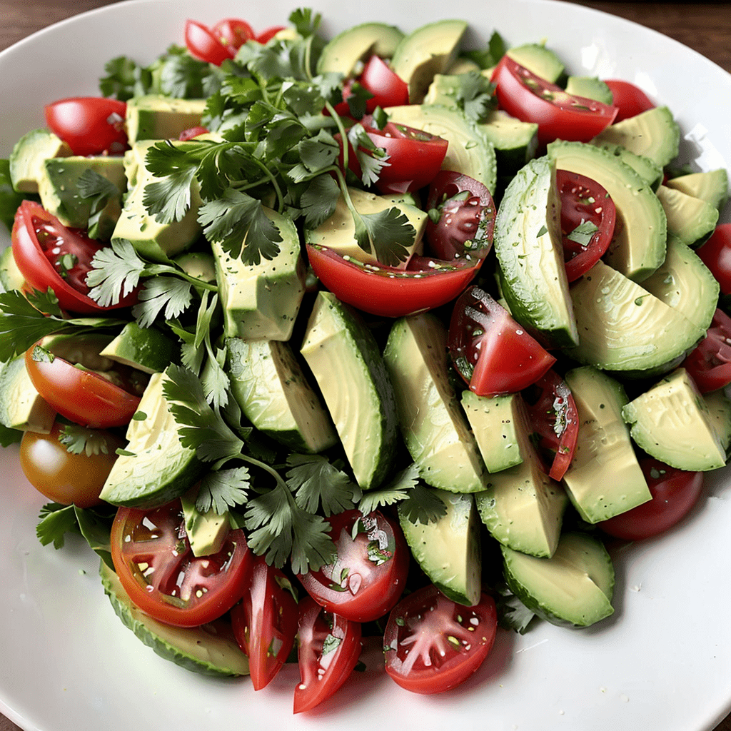 Avocado Salat mit Tomaten und Gurke