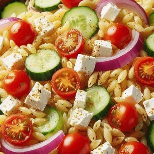 Griechischer Kritharaki Salat mit Curry