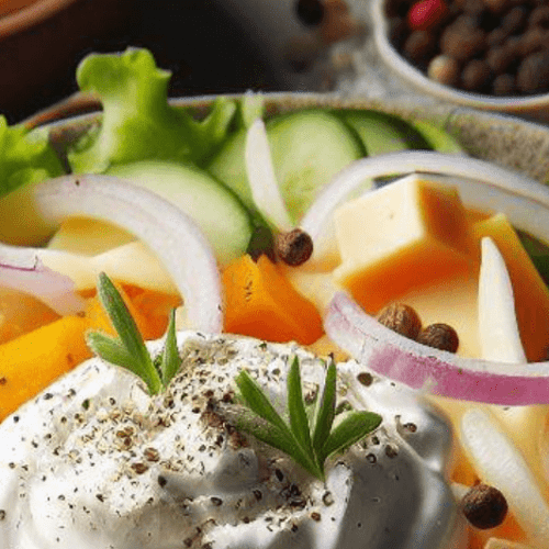 Handkäs Salat mit Schmand