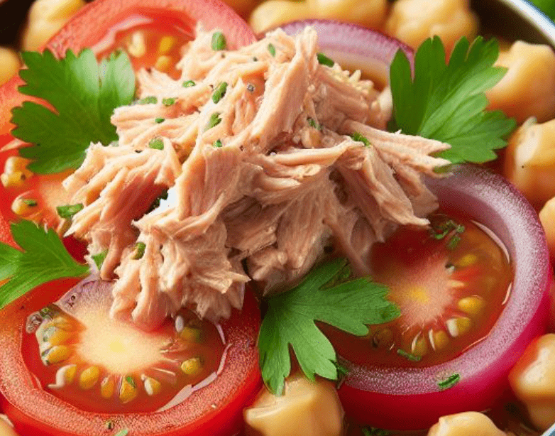 Kichererbsen Thunfisch Salat mit Tomaten