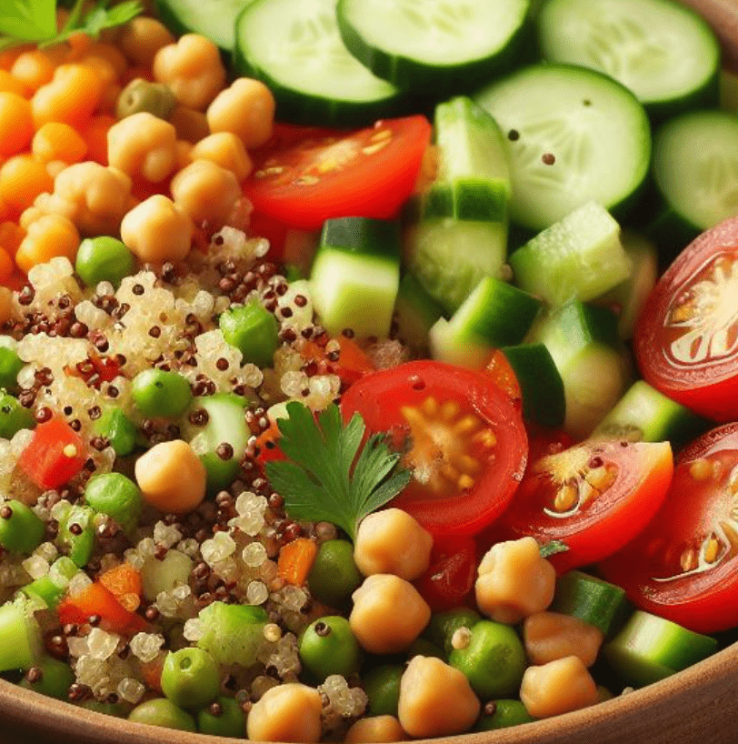 Quinoa Linsen Kichererbsen-Salat