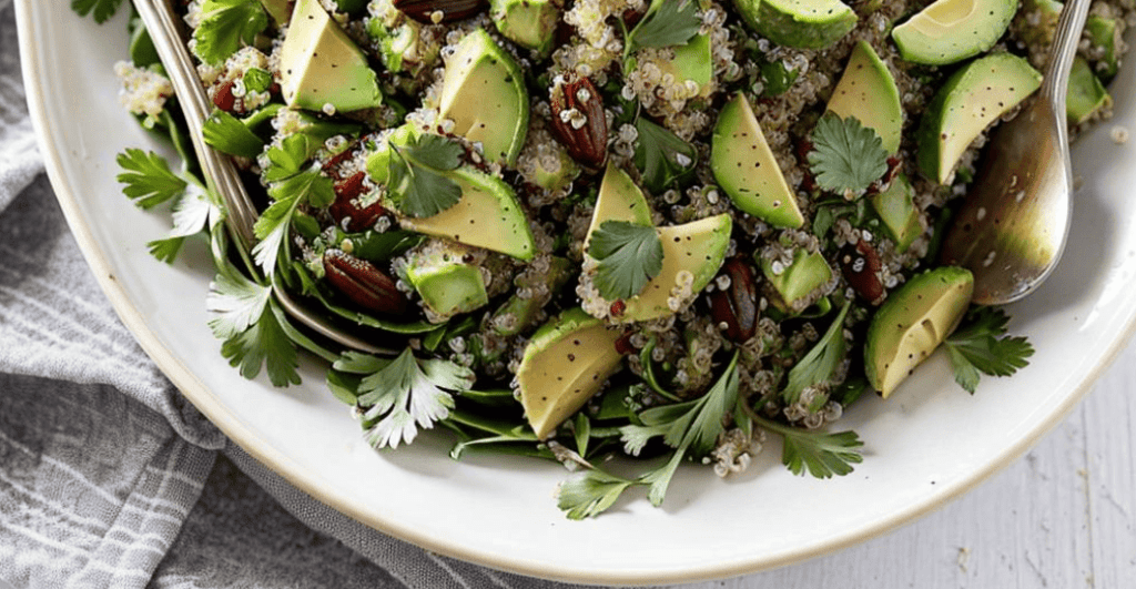 Quinoa Salat mit Avocado und Datteln