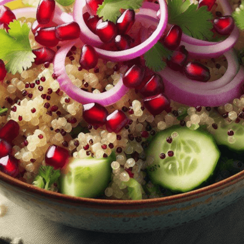 Quinoa Salat mit Granatapfel Koriander