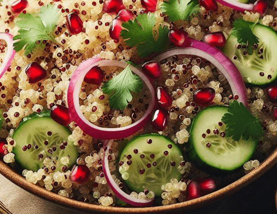 Quinoa Salat mit Granatapfel Koriander