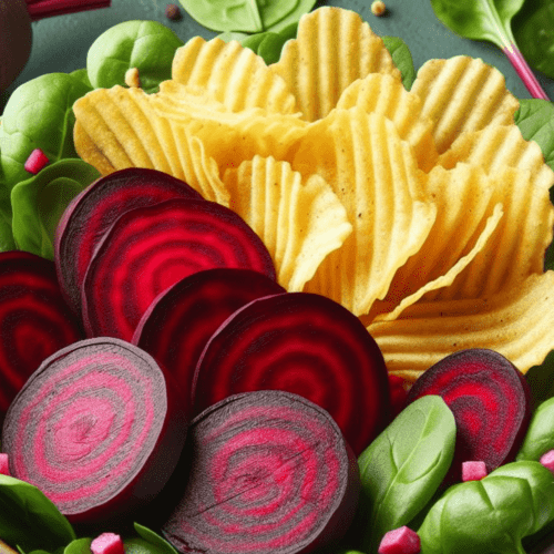 Rote Bete Salat Chips Spinat