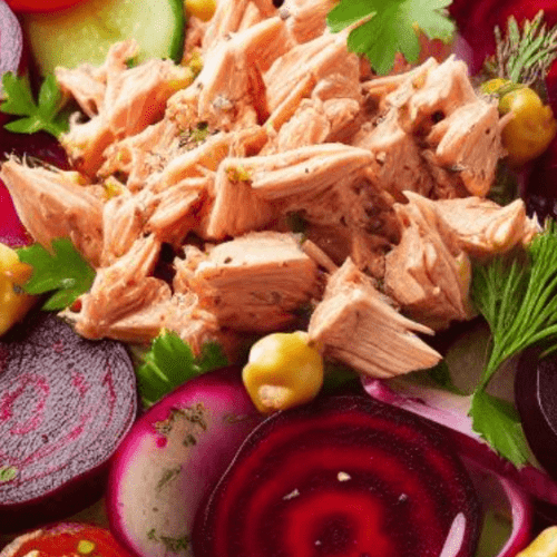 Rote Bete Kichererbsen Thunfisch-Salat