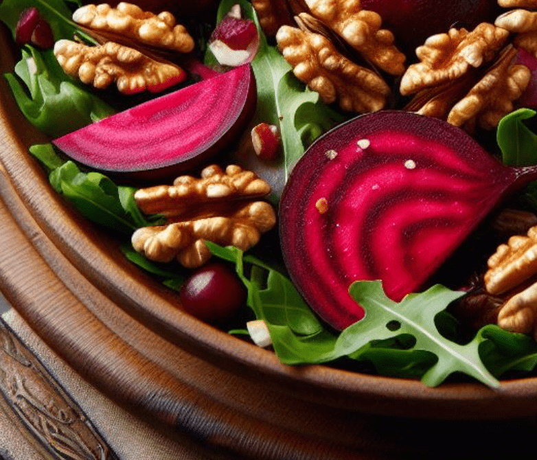 Rote Bete Salat mit Karamellisierten Walnüssen