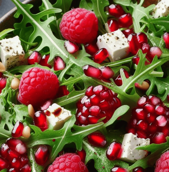 Rucola Granatapfel Himbeer Salat