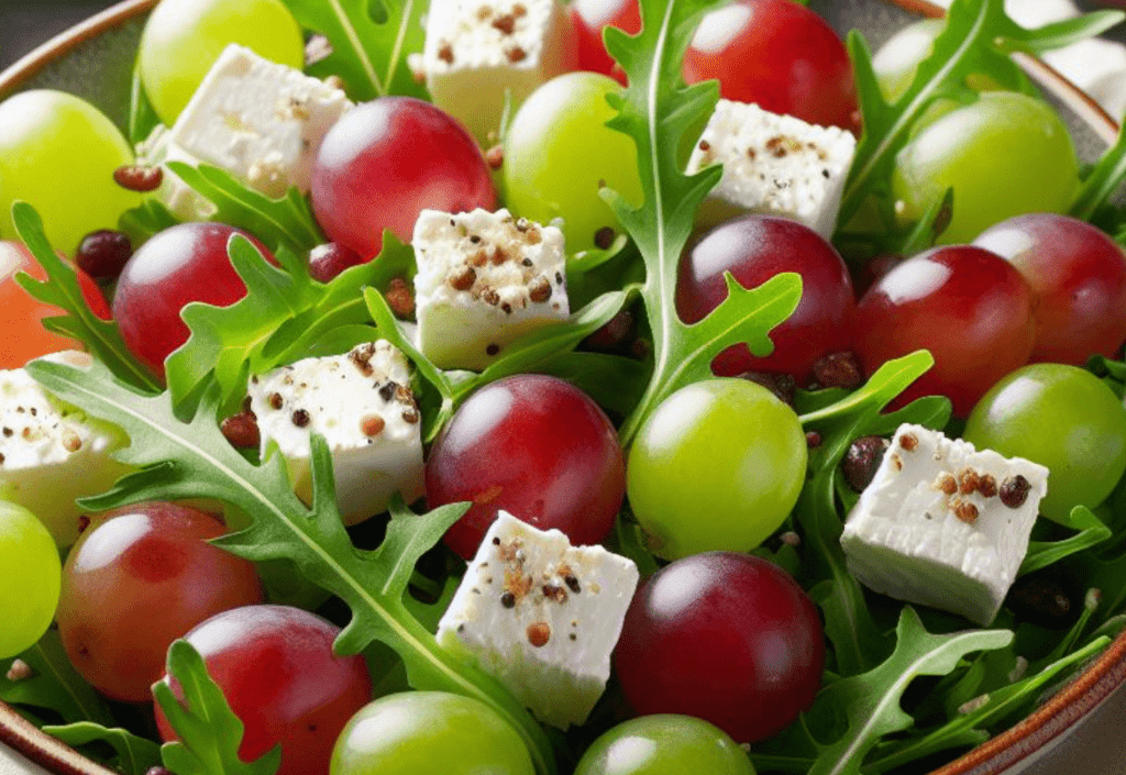 Rucola Salat mit Weintrauben und Schafskäse