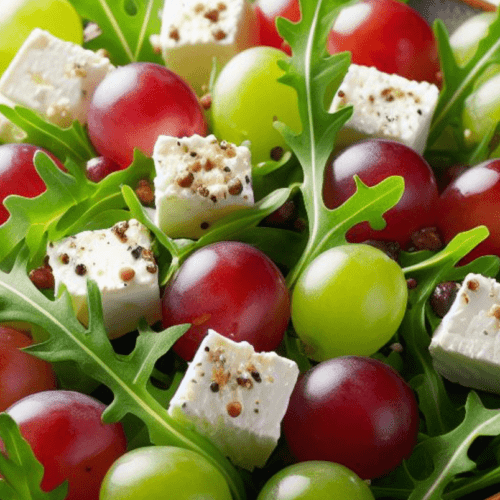 Rucola Salat mit Weintrauben und Schafskäse