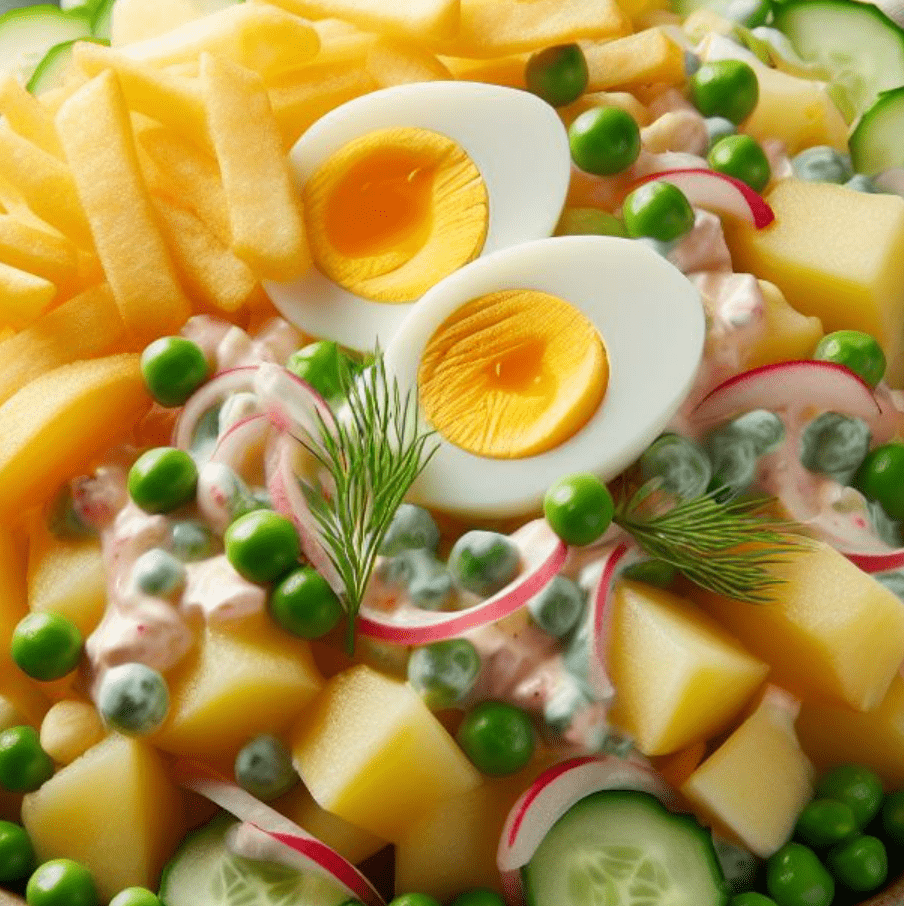 Russischer Salat mit Chips