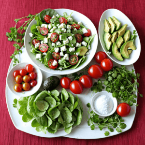 Salat mit Avocado und Feta