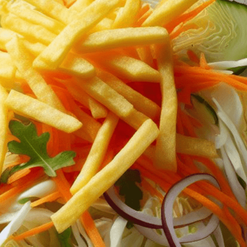 Salat mit Chips Sticks und Chinakohl
