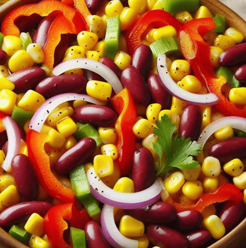 Salat mit Kidneybohnen und Mais und Paprika