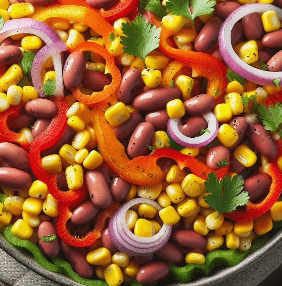 Salat mit Kidneybohnen und Mais und Paprika