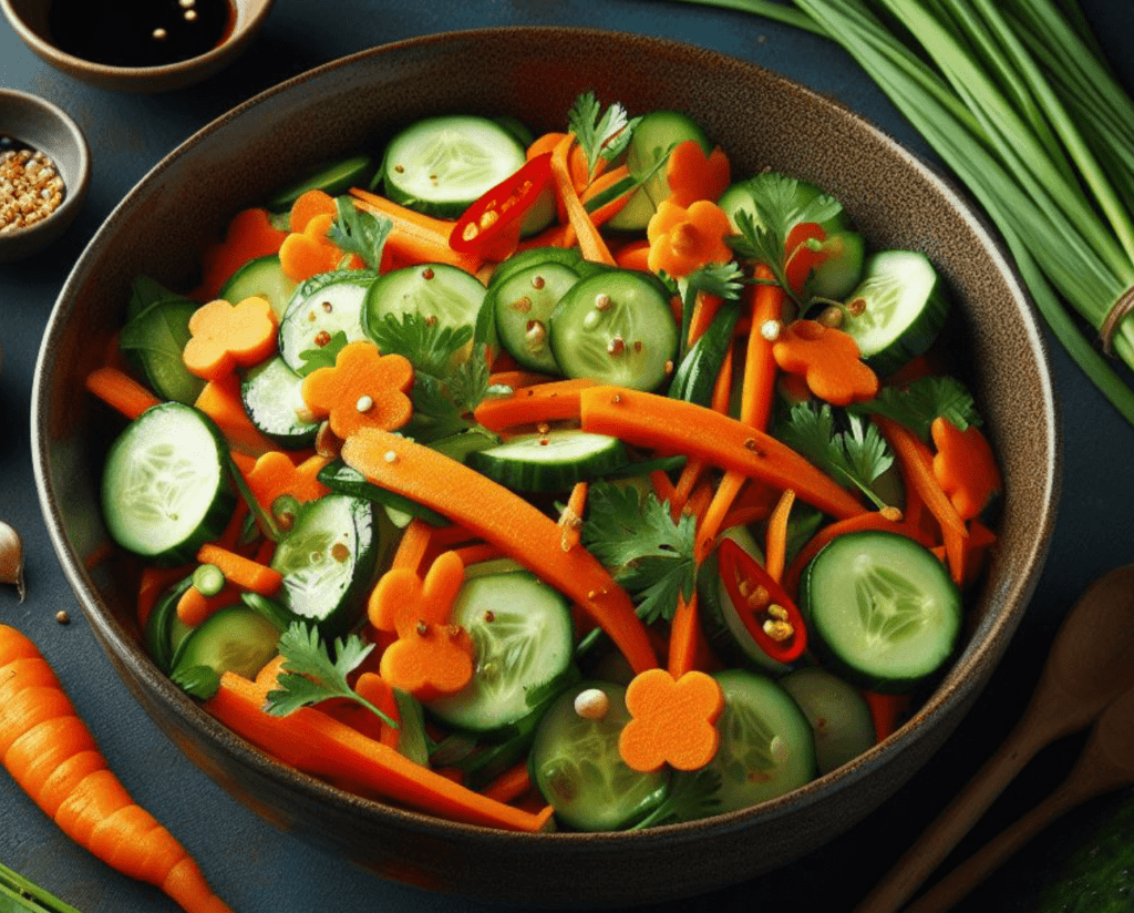 Asiatischer Karotten Gurken Salat