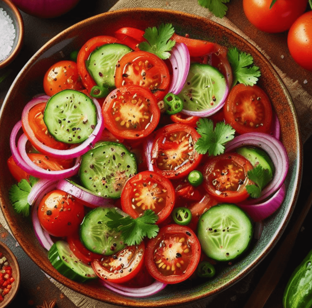 Asiatischer Tomaten Gurken Salat