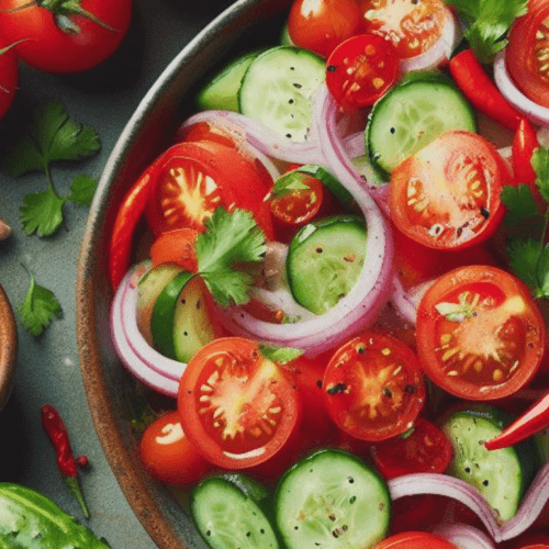 Asiatischer Tomaten Gurken Salat