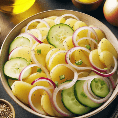 Bayrischer Kartoffelsalat mit Brühe und Gurke