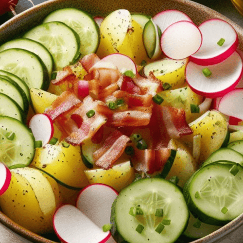 Bayrischer Kartoffelsalat mit Radieschen und Gurke