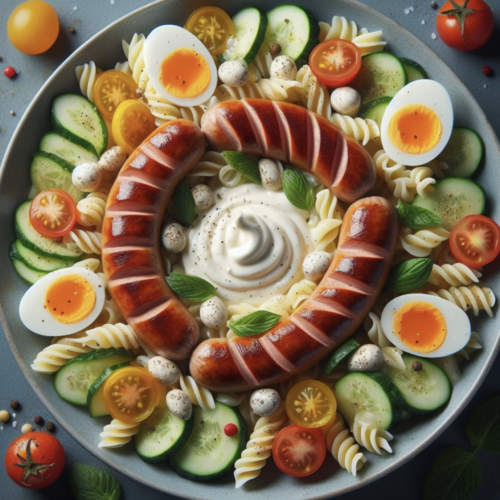 Bratwurst mit Nudelsalat