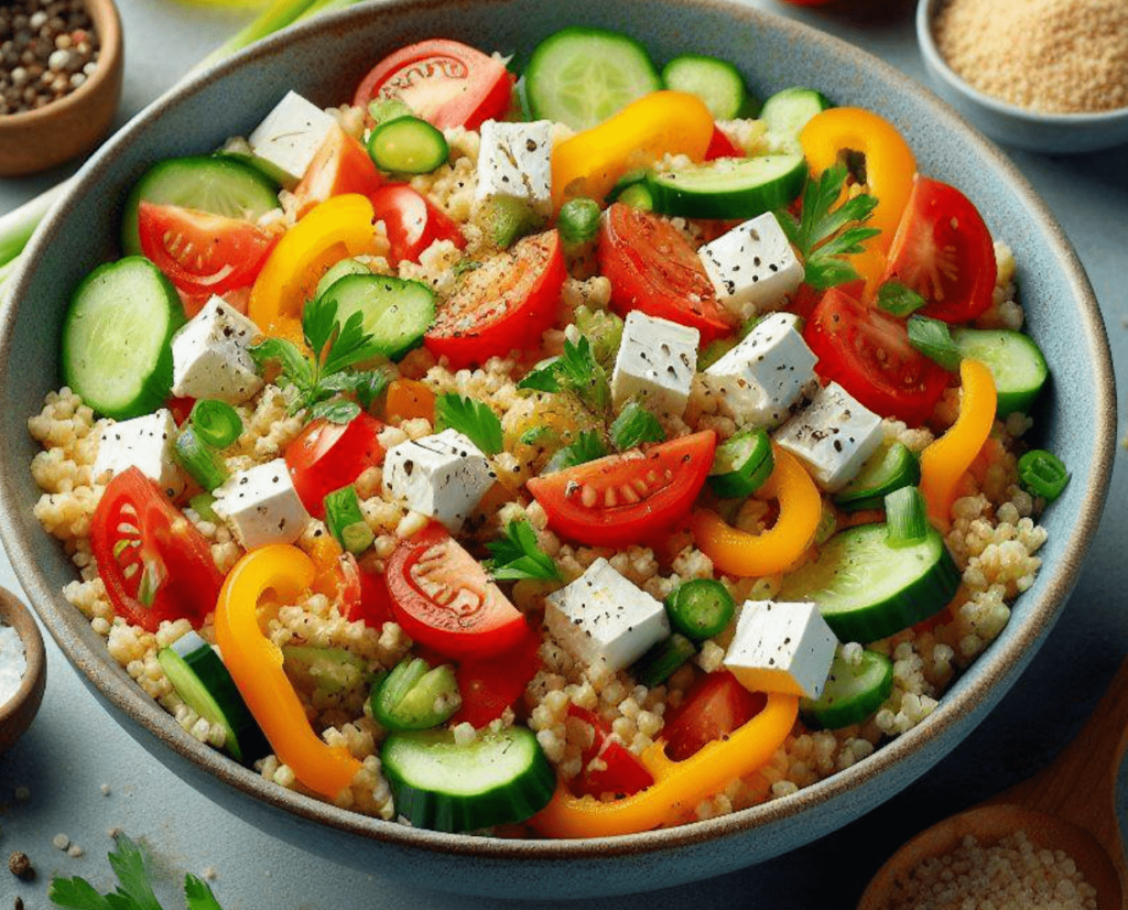 Bulgur Salat mit Feta und Paprika