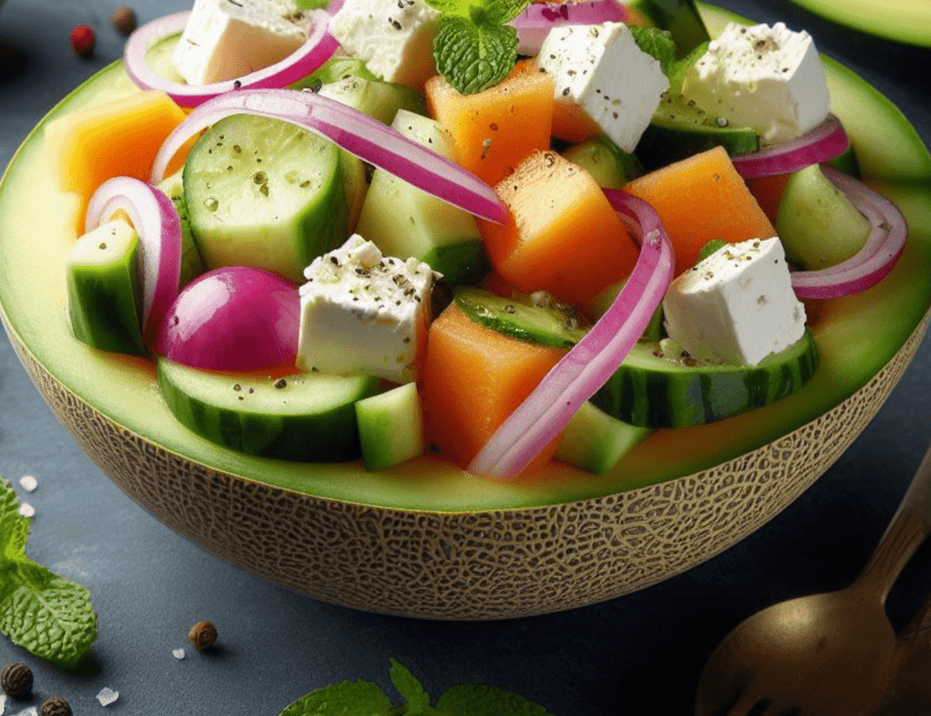 Charentais Melonen Feta Salat