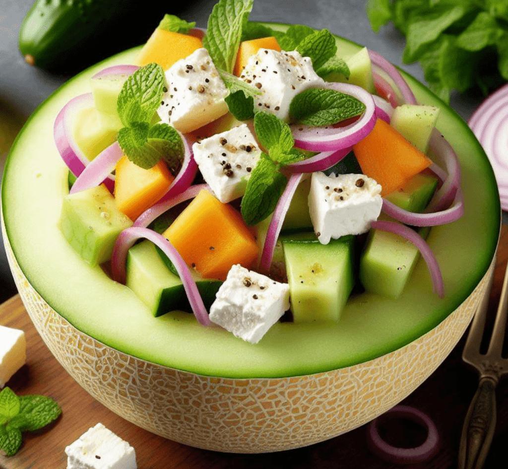 Charentais Melonen Feta Salat