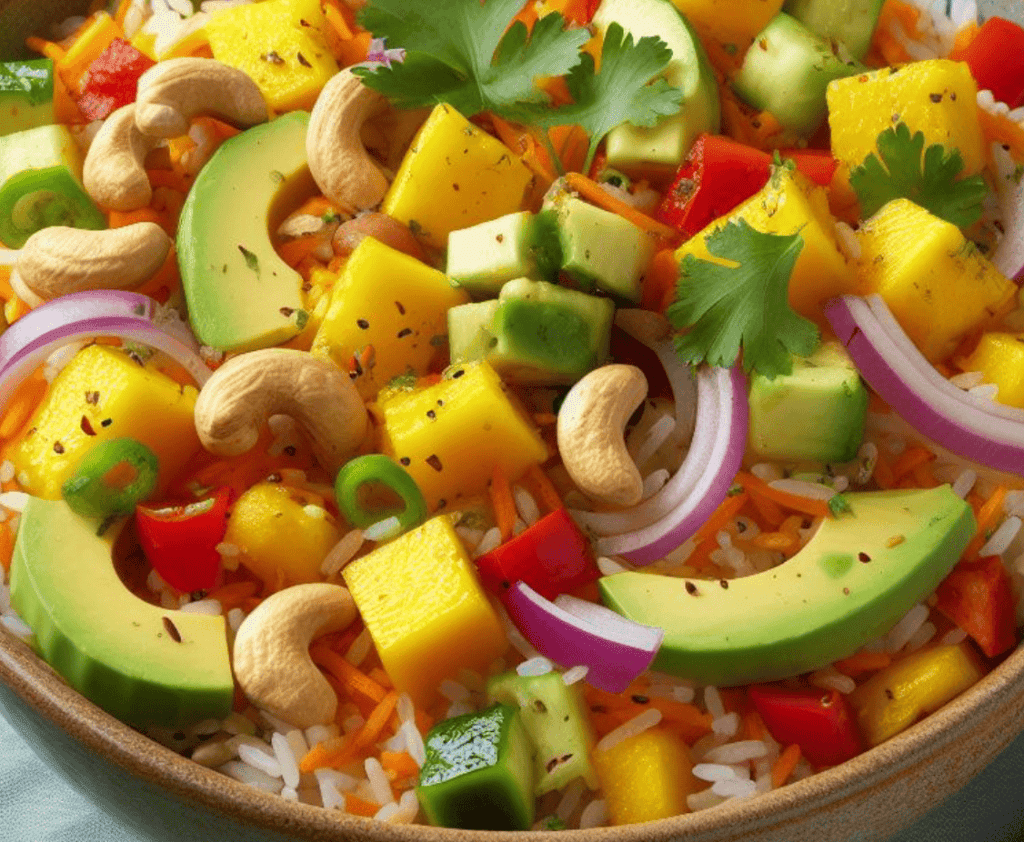 Fruchtiger Curry Reis Salat