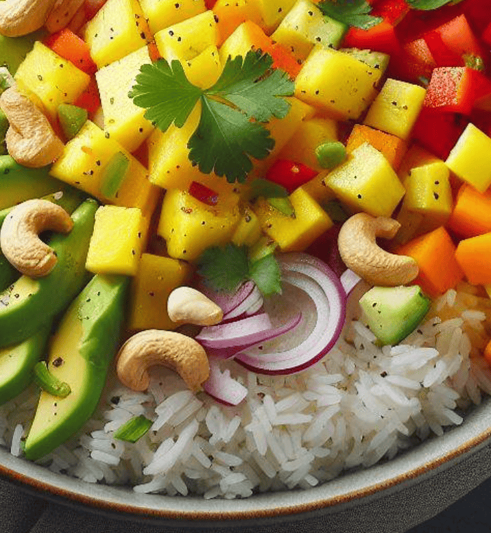 Fruchtiger Curry Reis Salat