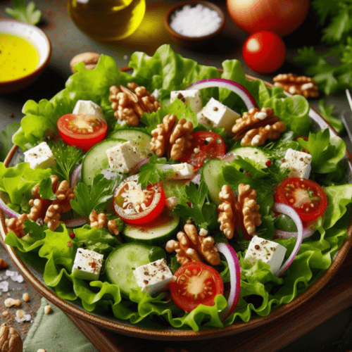 Gemischter Grüner Salat mit Walnüssen