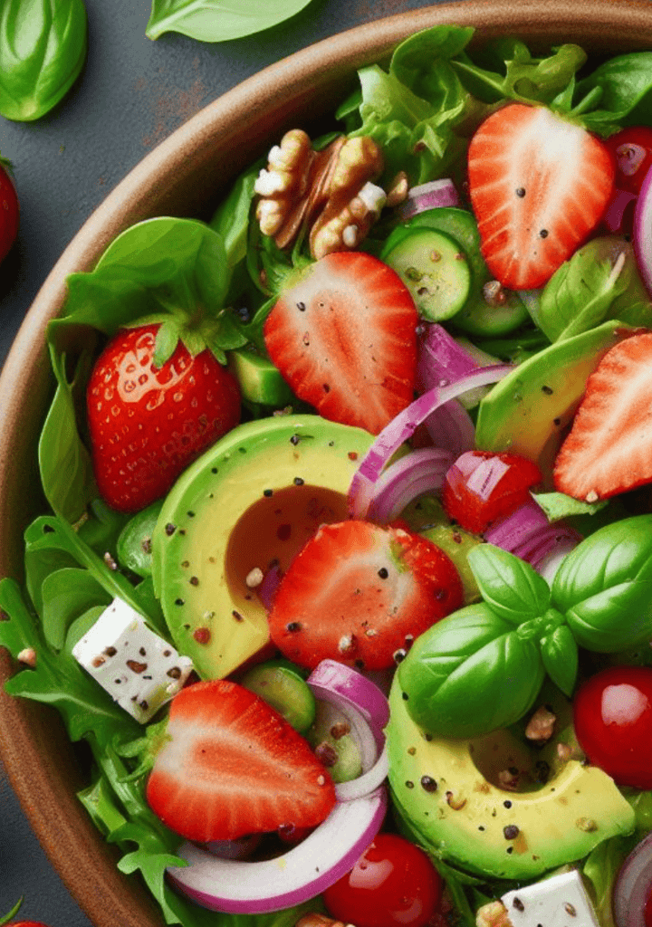 Gemischter Salat mit Erdbeeren