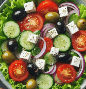 Gemischter Salat mit Essig und Öl