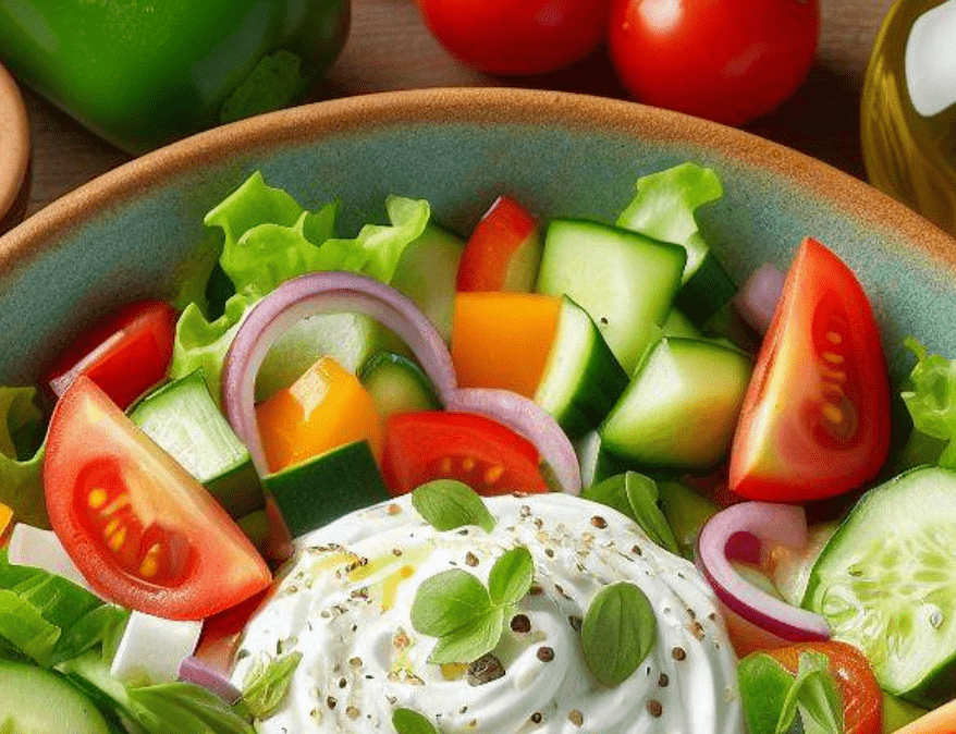 Gemischter Salat mit Feta Dressing