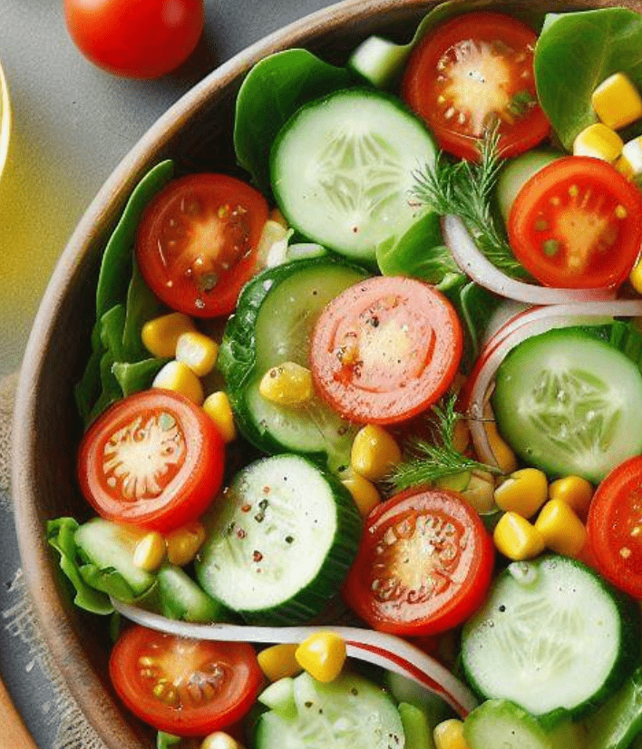Gemischter Salat mit Gurke Tomate Mais