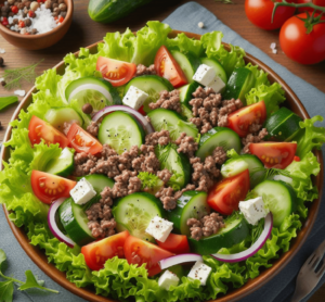 Gemischter Salat mit Hackfleisch