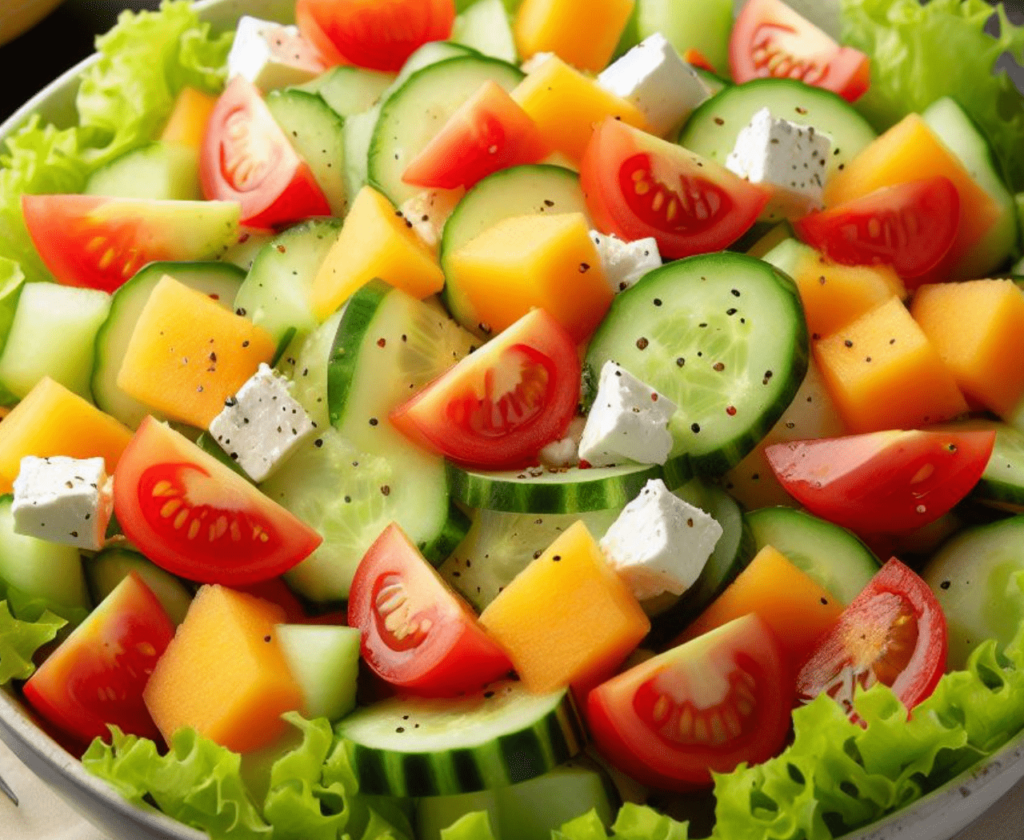 Gemischter Salat mit Honigmelone