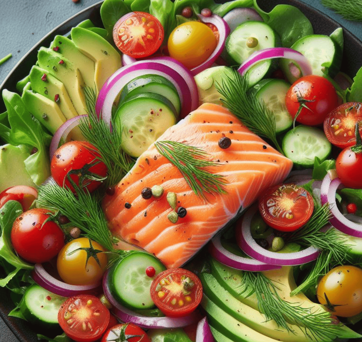 Gemischter Salat mit Lachs