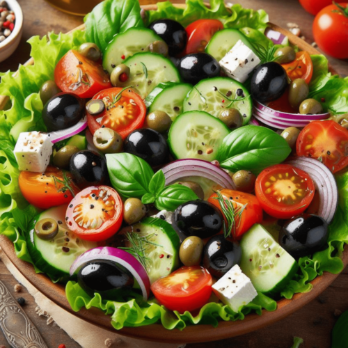 Gemischter Salat mit Oliven Tomaten