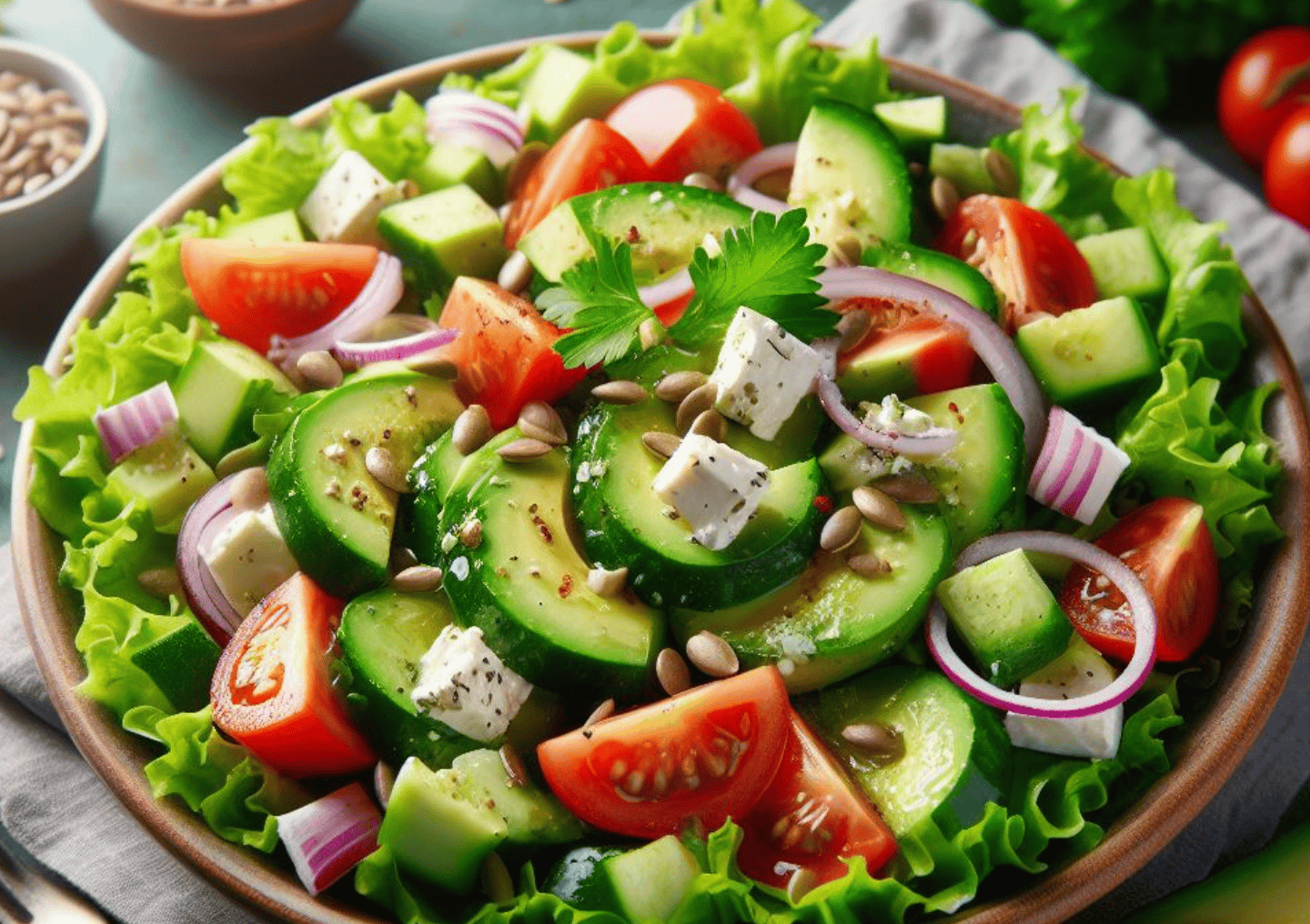 Grüner Salat mit Avocado Dressing