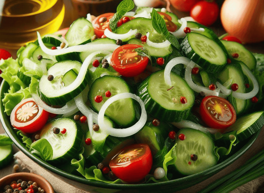 Grüner Salat mit Essig und Zucker