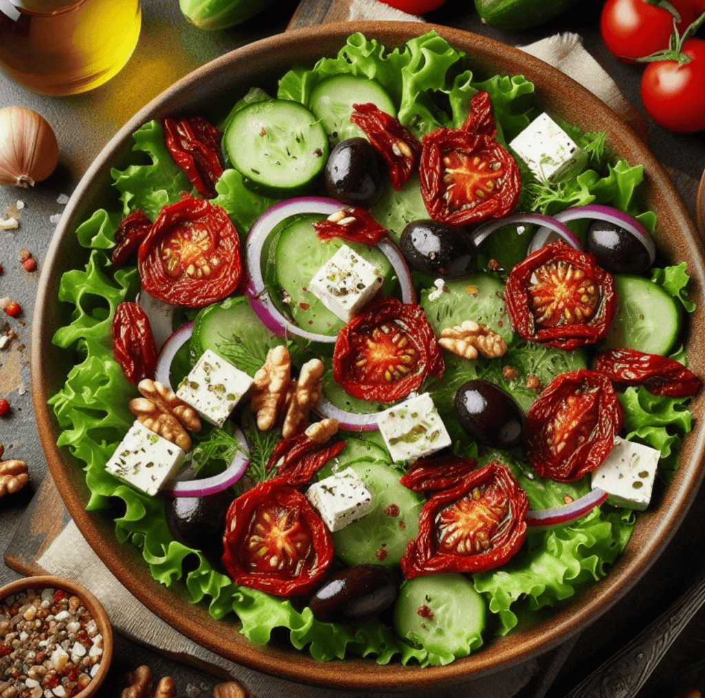 Grüner Salat mit Getrockneten Tomaten