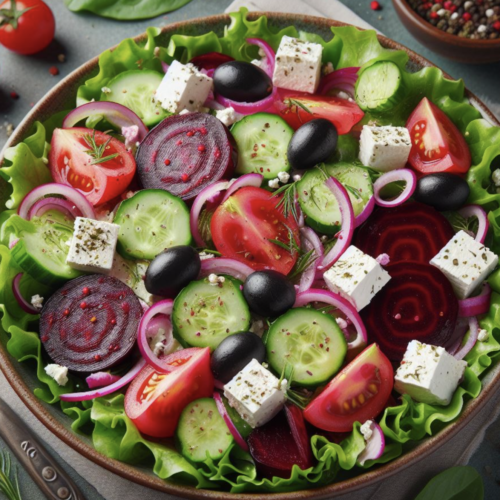Grüner Salat mit Rote Bete und Feta