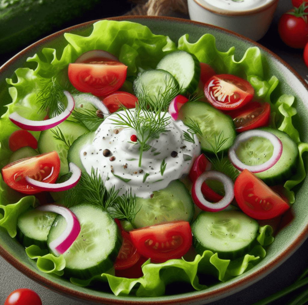 Grüner Salat mit Saurer Sahne