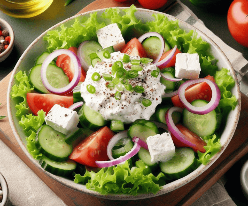 Grüner Salat mit Schmand Dressing