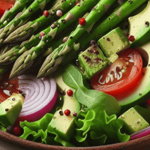 Grüner Salat mit Spargel