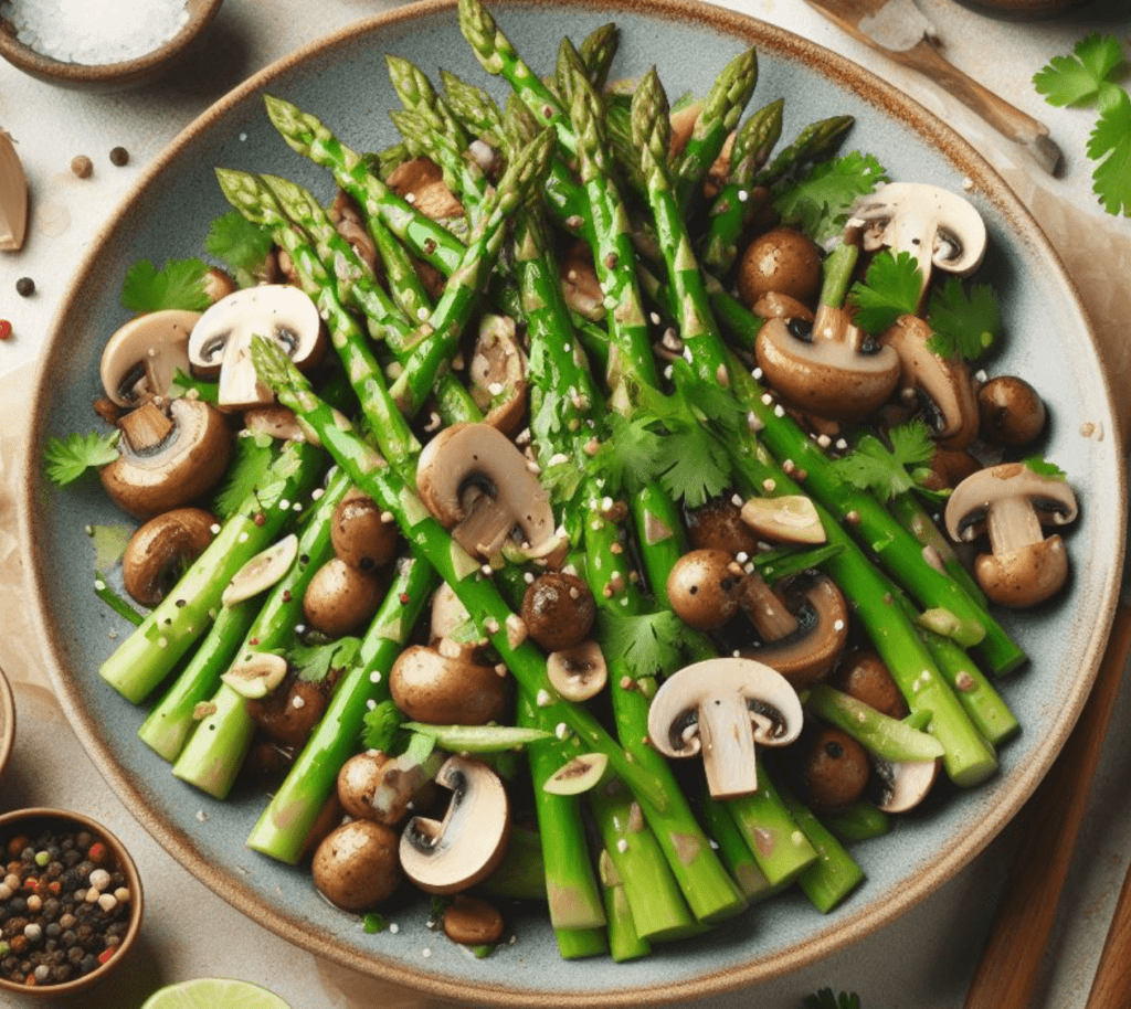 Grüner Spargel Pilz Salat Asiatisch