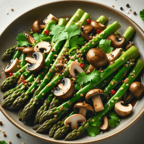 Grüner Spargel Pilz Salat Asiatisch