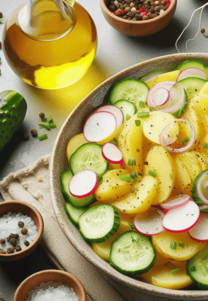 Kartoffelsalat Essig Öl Gurke Radieschen