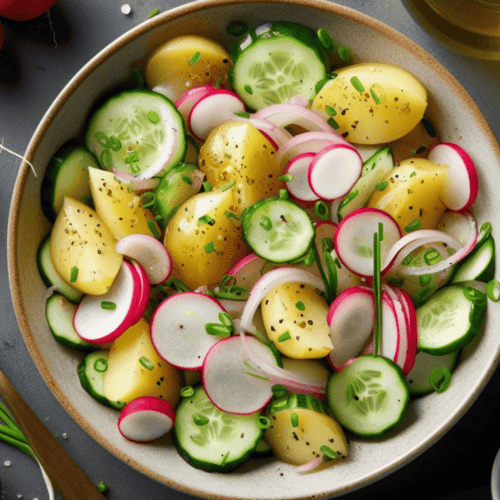 Kartoffelsalat Essig Öl Gurke Radieschen